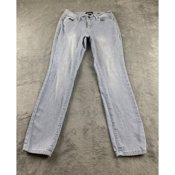 Earl Jean Women's Size 4 Blue Striped Skinny Ankle Jeans Low Rise Casual Denim - Picture 1 of 14